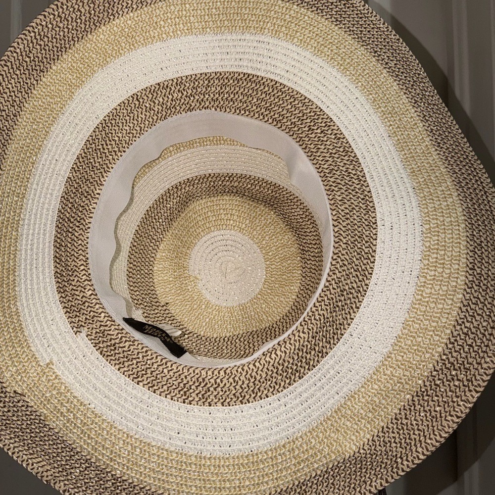 Magid Tan and White Striped Sun Hat, summer, beach, beach hat, gardening hat - Picture 6 of 7